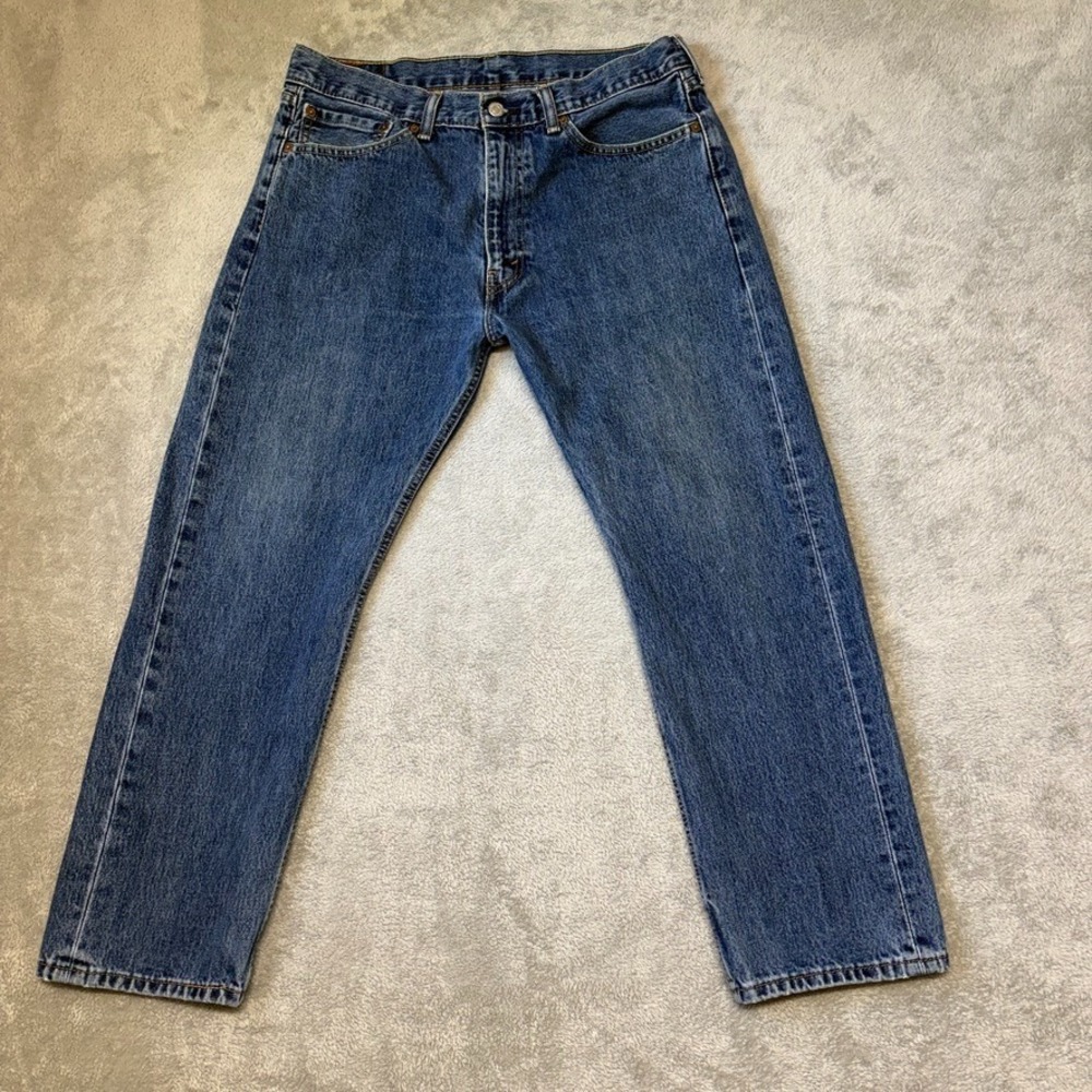 Levis 505 Jeans Mens 36X29 Blue Regular Straight Mid Rise Medium Wash Denim